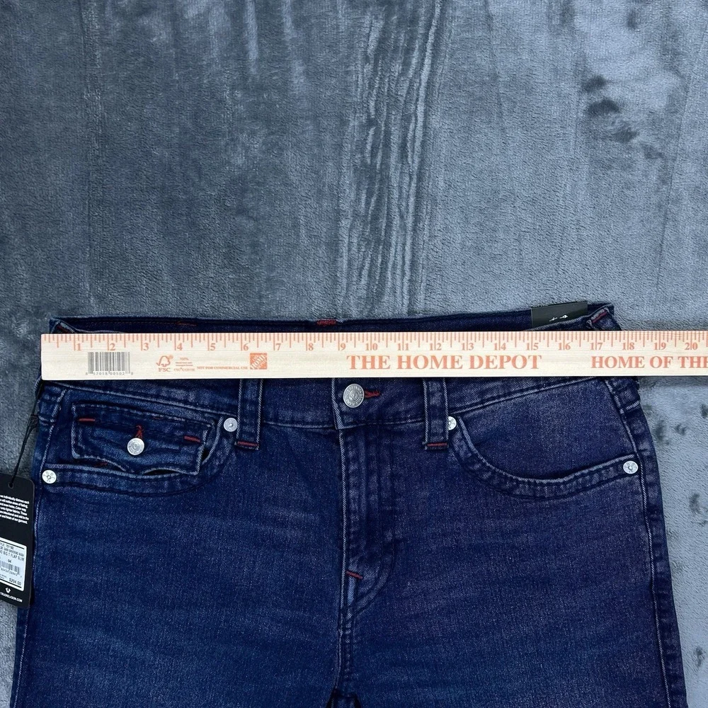 NWT True‎ Religion Dark Blue Red Stitch 34X30 Geno Relaxed Big T Flap $204 new